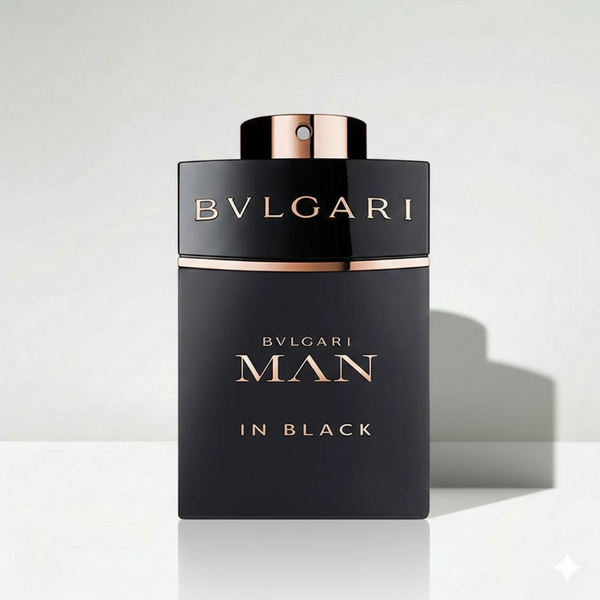 Bvlgari Man in Black perfume bottle dark masculine oriental woody fragrance
