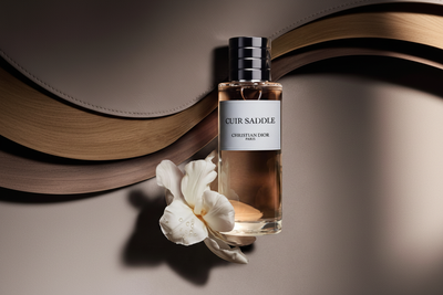 Cuir Saddle fragrance banner in 3:2 landscape format