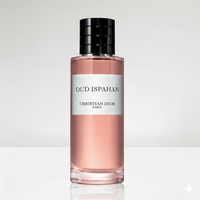 Perfume bottle labeled 'Oud Ispahan' by Christian Dior on a white background